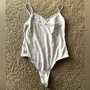 White Thong Style Spaghetti Strap Bodysuit